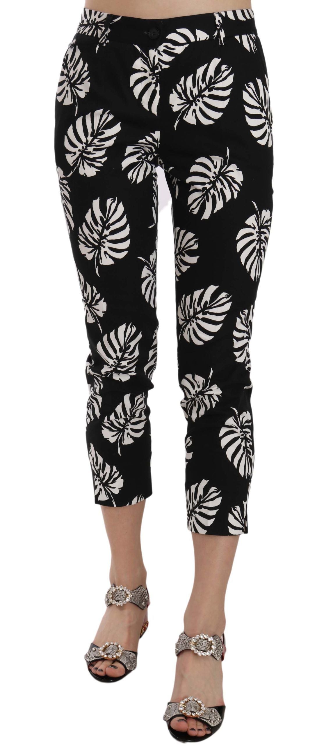 Elegant Skinny Capri With Palm Print