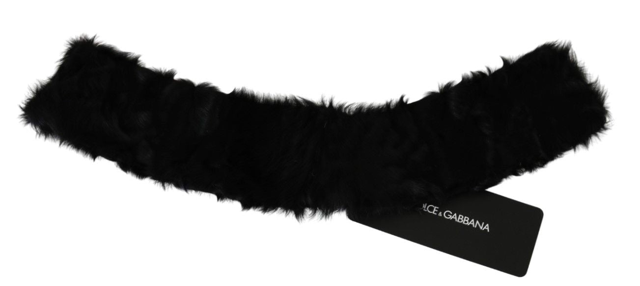 Elegant Black Lambskin Scarf