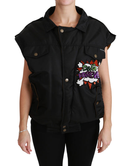 Elegant Black Bomber Jacket with Detachable Features