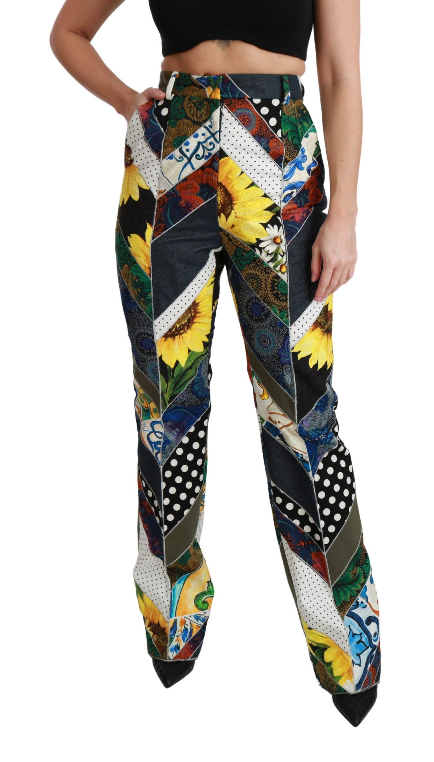 Elegant High Waist Multicolor Straight Pants