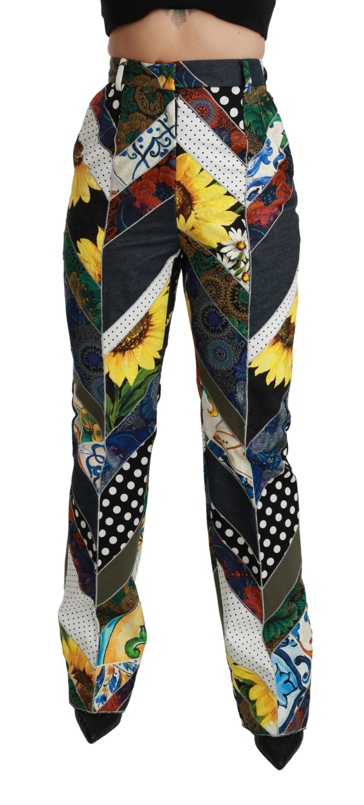 Elegant High Waist Multicolor Straight Pants