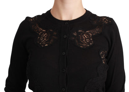 Elegant Cashmere Silk Blend Lace Cardigan