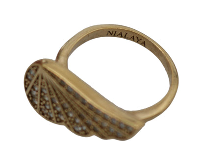 Elegant Gold-Crystal Embellished Ring