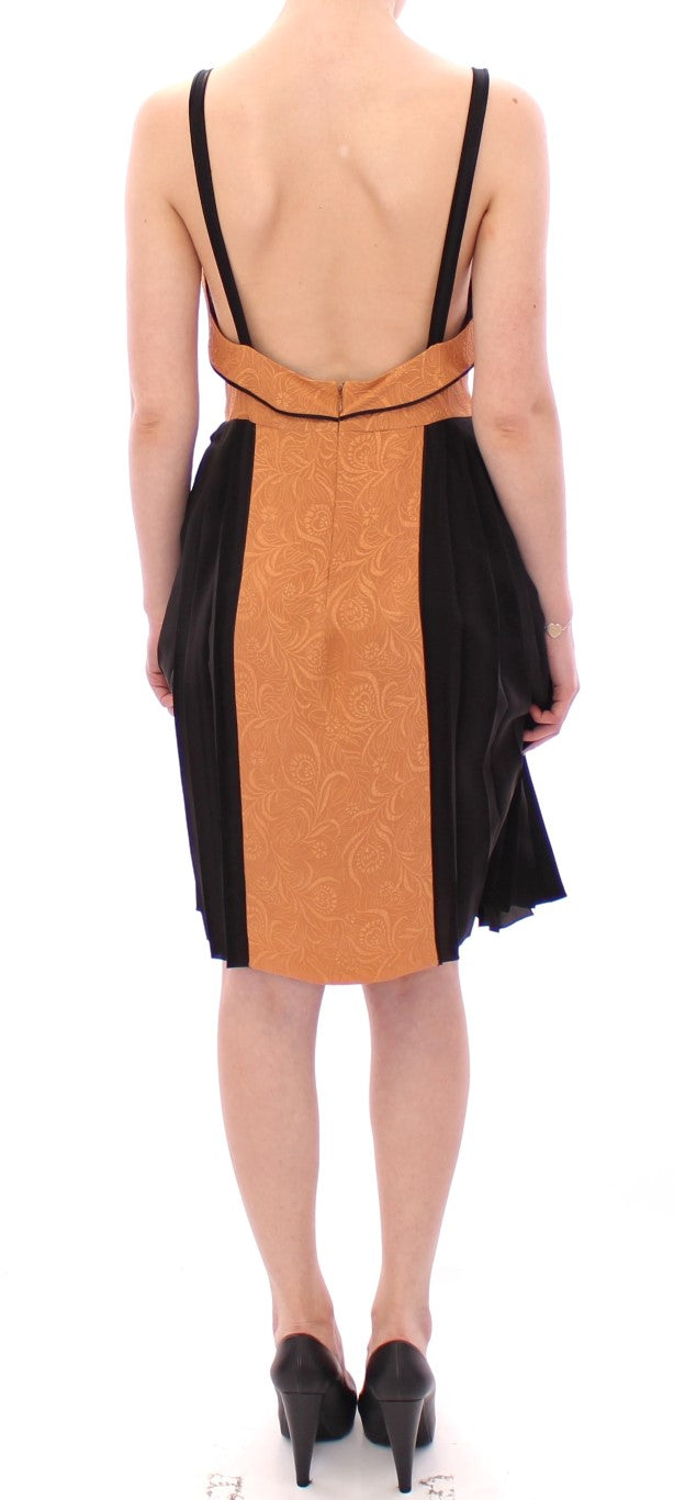 Silk Bronze & Black Sleeveless Sheath Dress