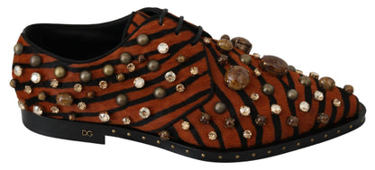 Tiger Pattern Crystal Embellished Flats