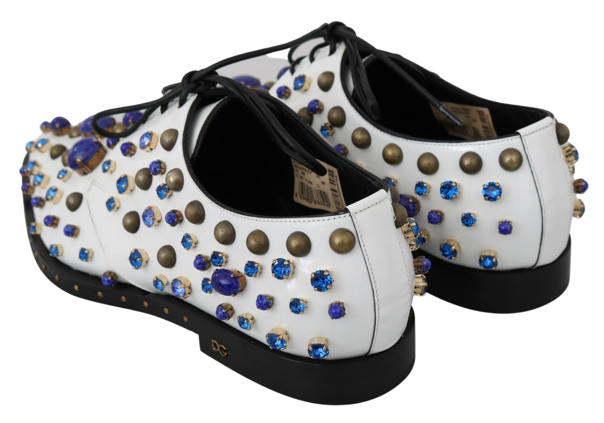 Elegant White Leather Dress Shoes With Crystals