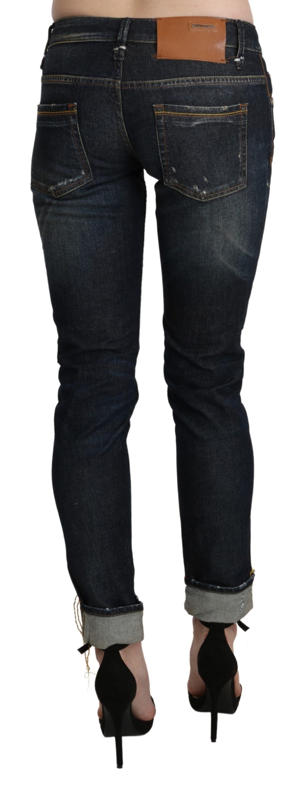 Chic Dark Blue Skinny Cropped Jeans