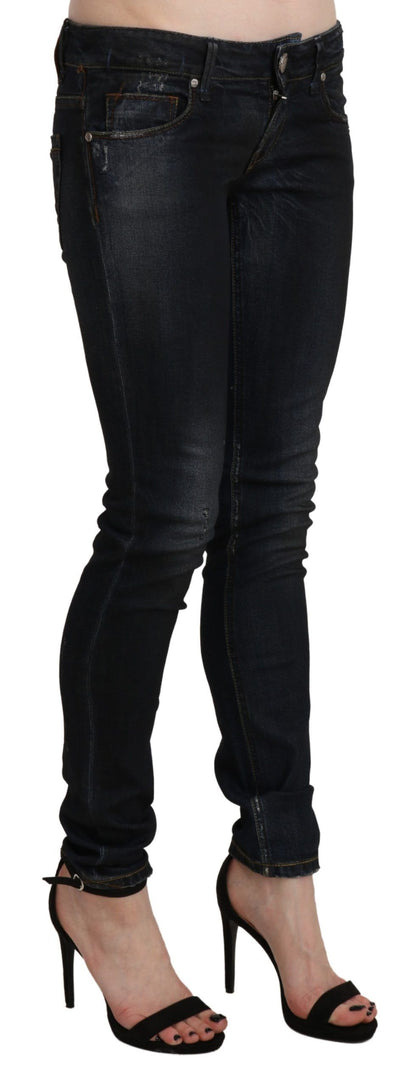 Chic Low Waist Skinny Black Jeans