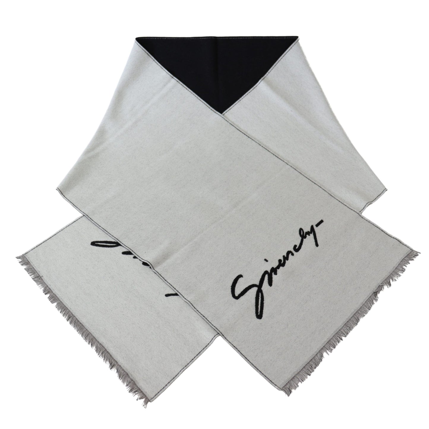 Elegant Monochrome Wool-Silk Blend Scarf