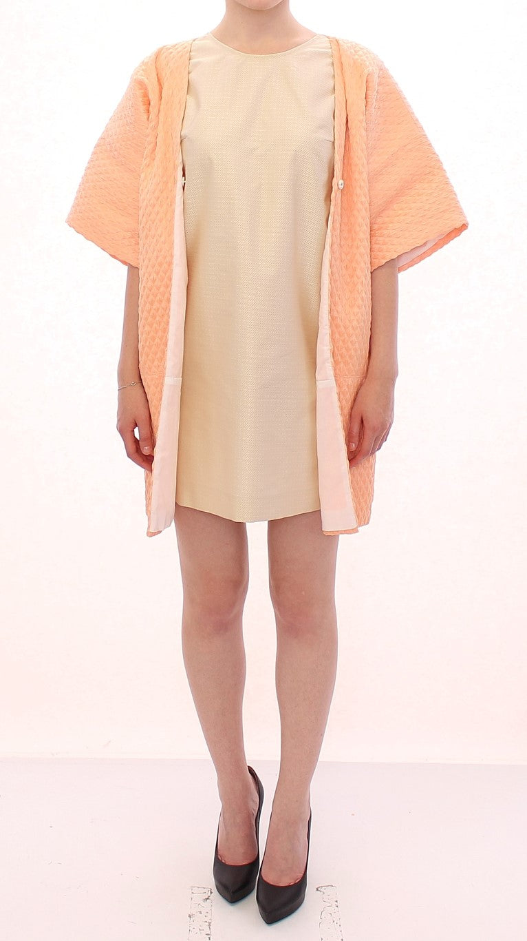 Chic Pink Silk-Blend Short Sleeve Coat