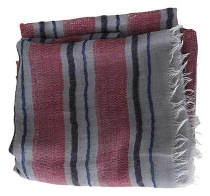 Elegant Multicolor Striped Wool Scarf