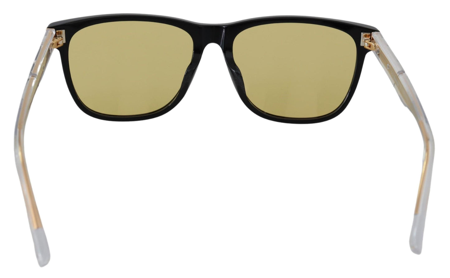 Chic Black Acetate Sunglasses with Yellow Lenses