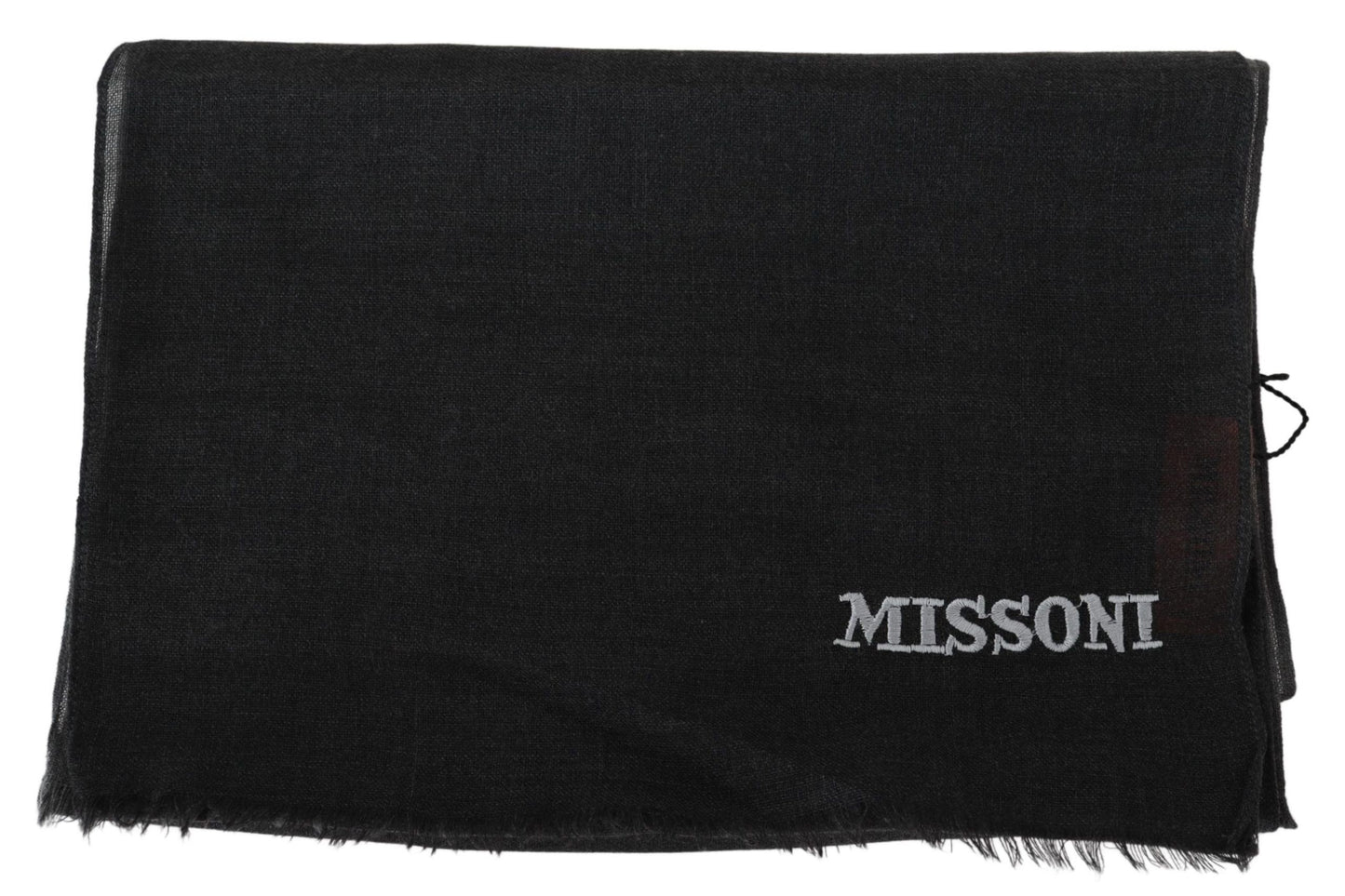 Elegant Black Wool Scarf with Fringes