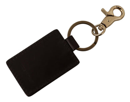 Elegant Unisex Leather Keyring with Gold Detail