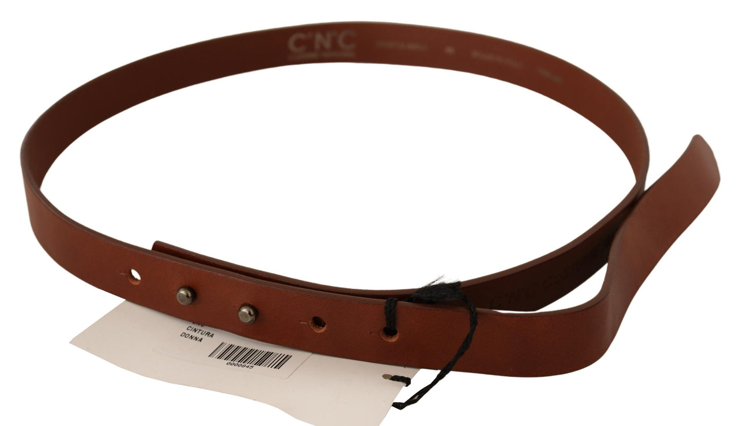 Elegant Brown Leather Fashion Belt