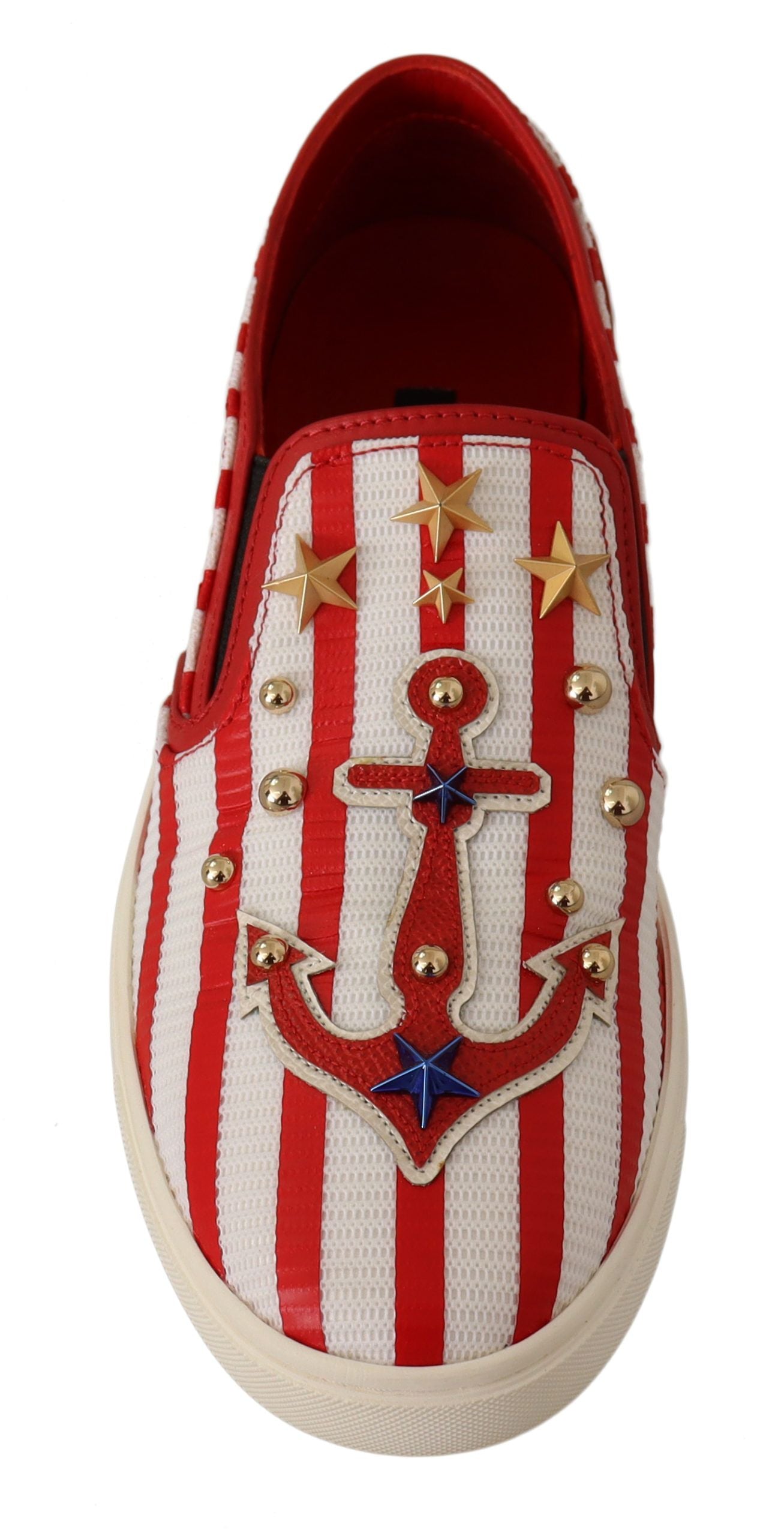 Stripe Print Studded Loafers