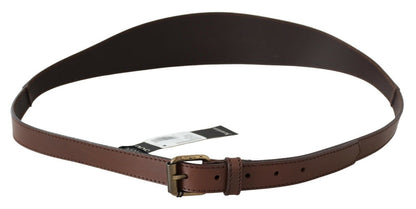 Chic Brown Leather Fashion Belt with Bronze-Tone Hardware