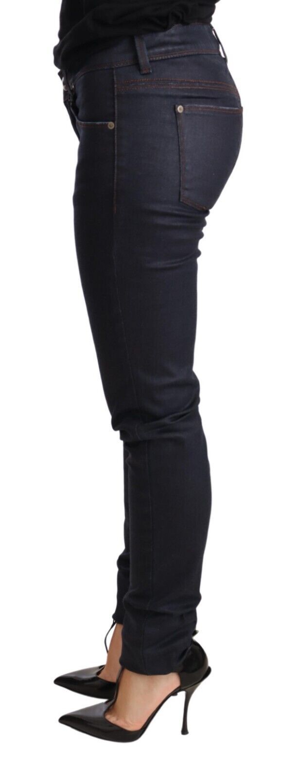 Chic Dark Blue Low Waist Skinny Jeans