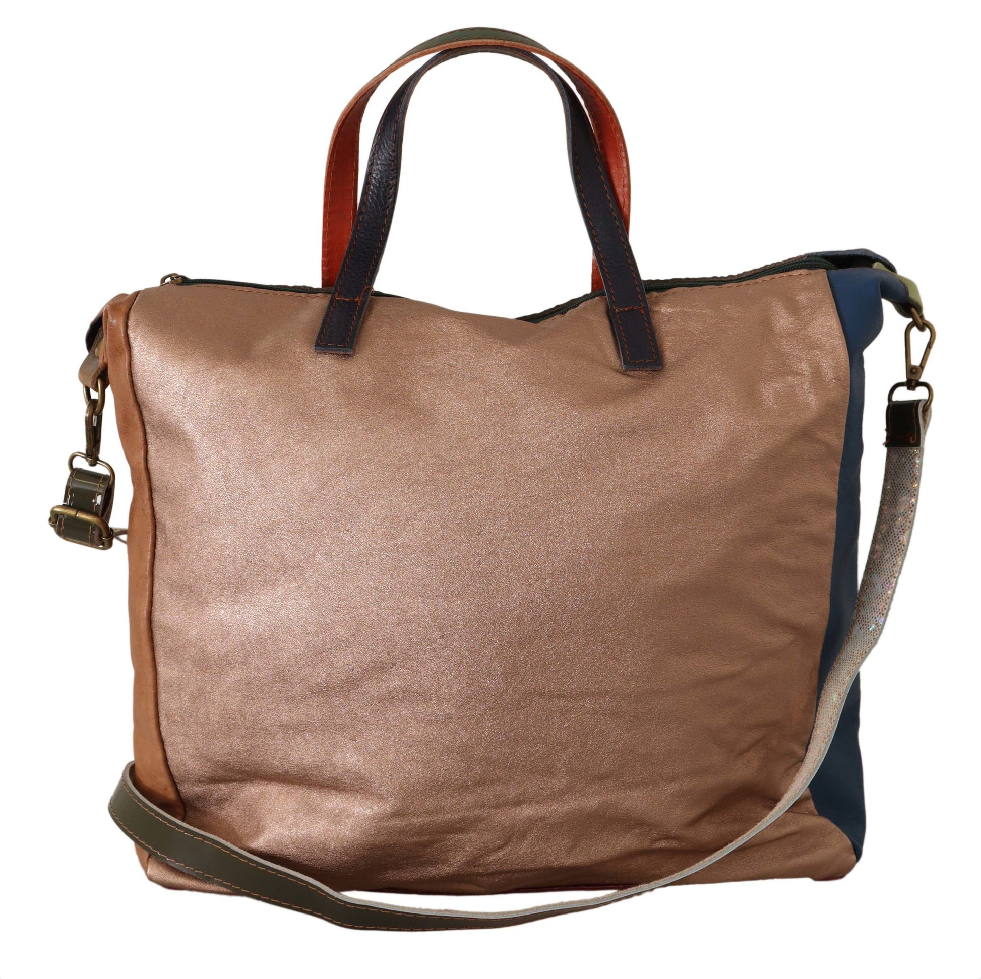 Multicolor Leather Shoulder Tote Bag