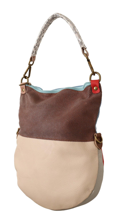 Chic Multicolor Leather Tote with Gold Accents