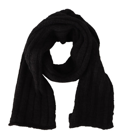 Elegance Unleashed Black Wool Scarf