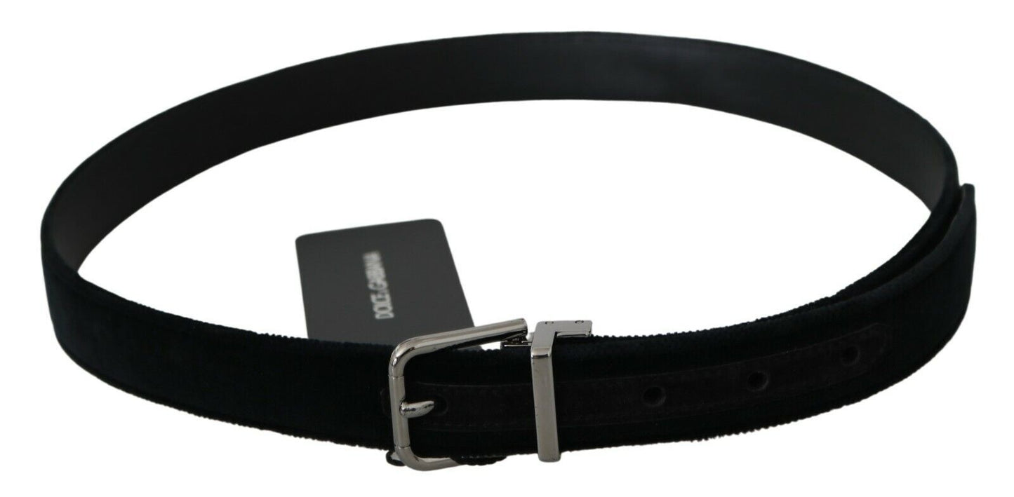 Elegant Black Leather Belt with Velvet Interior