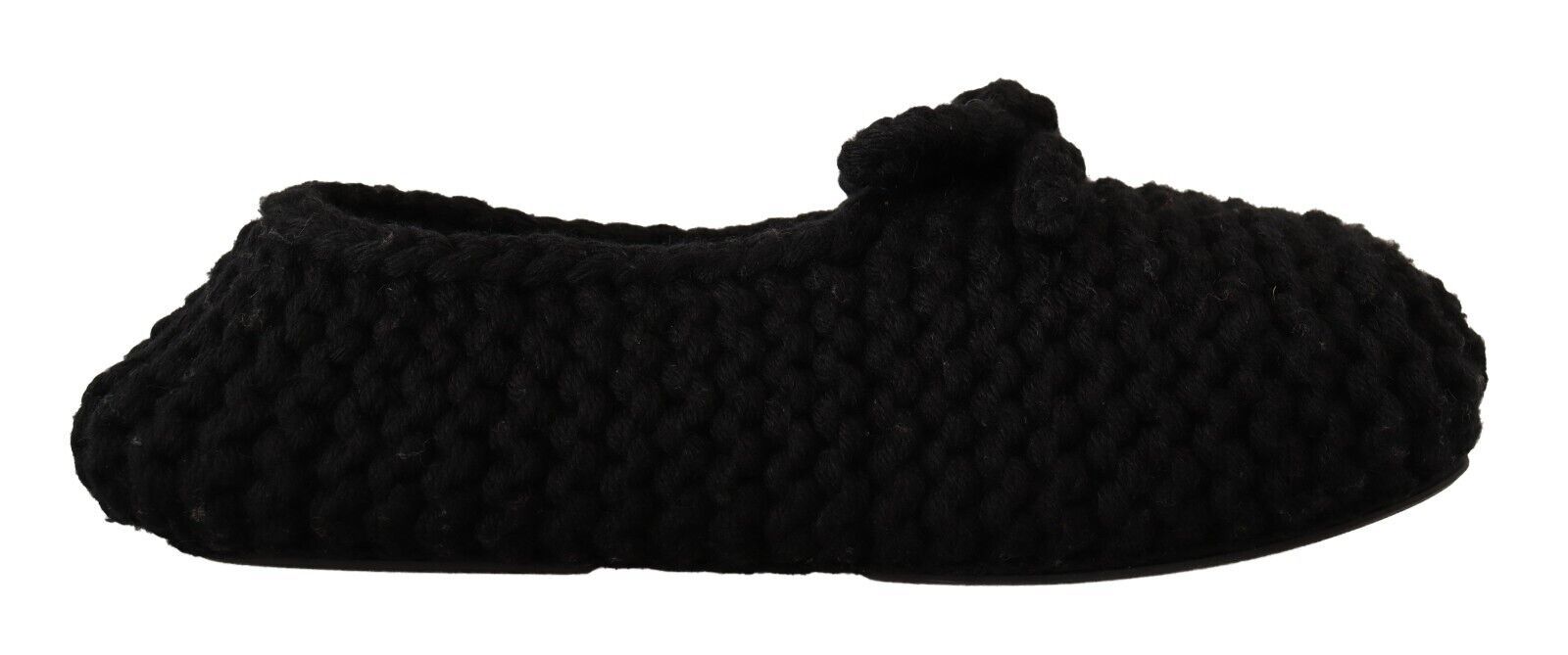 Elegant Black Wool Knit Ballet Flats