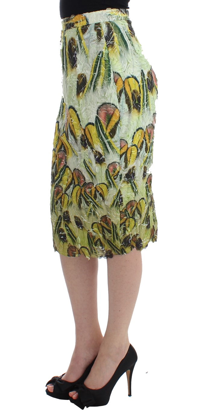 Vibrant Silk Blend Pencil Skirt