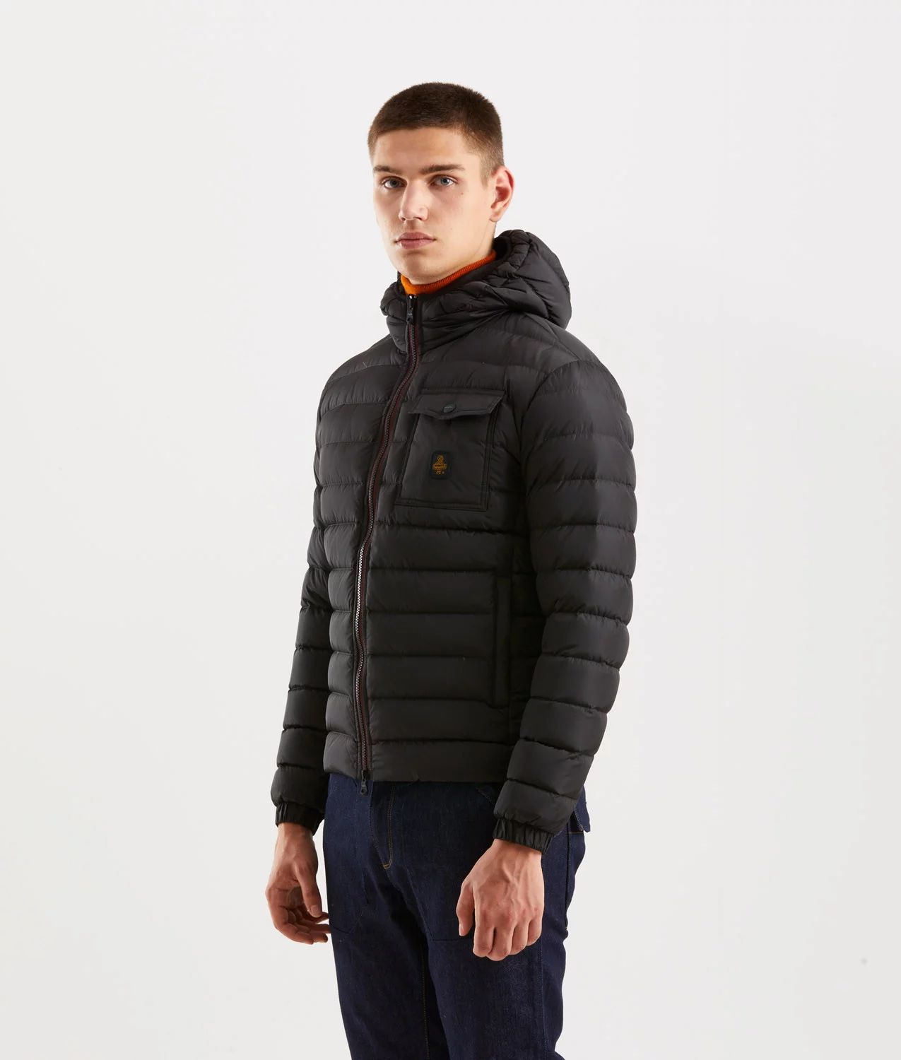 Sleek Hooded Down Jacket with Pockets