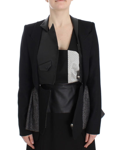 Elegant Monochrome Zippered Blazer Jacket