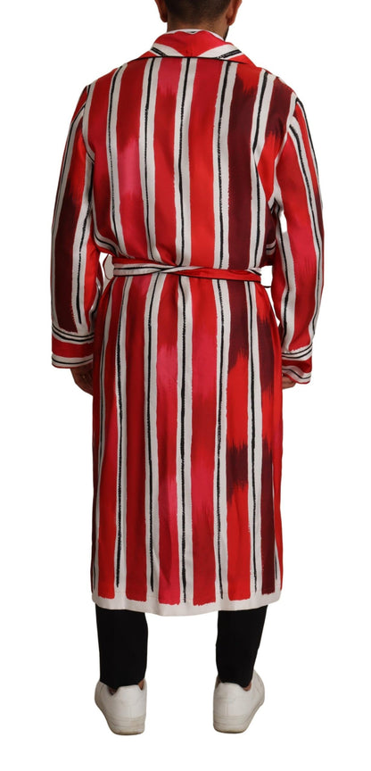 Chic Striped Silk Sleepwear Robe