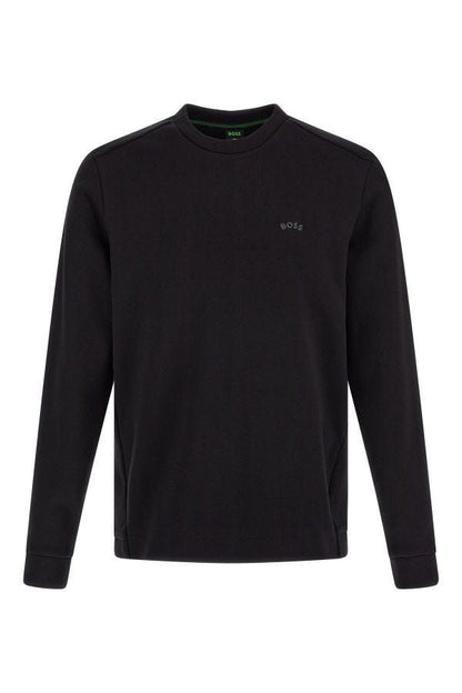 Elegant Black Cotton Round Neck Sweatshirt