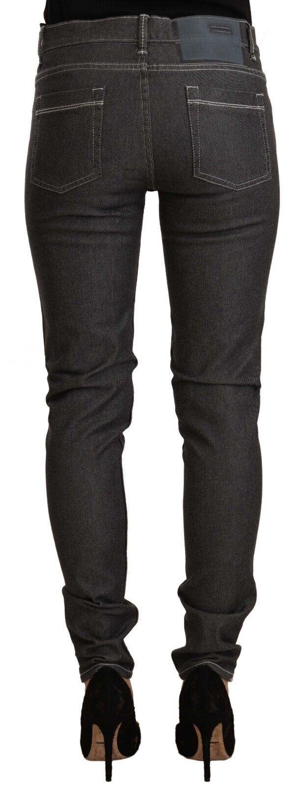 Chic Mid Waist Skinny Black Jeans