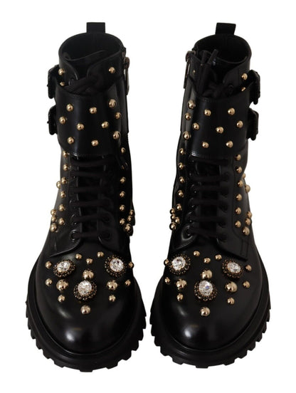 Black Crystal-Studded Formal Boots