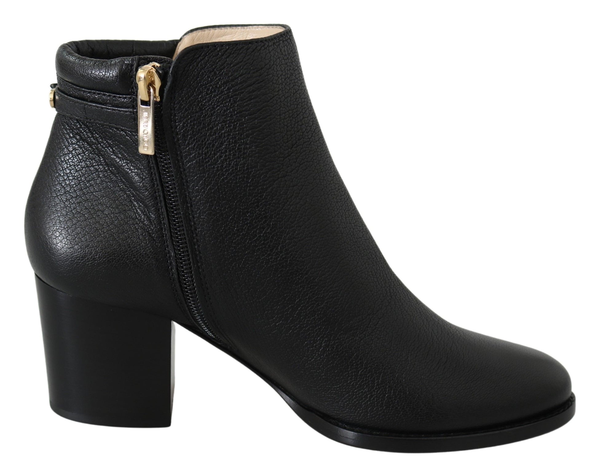 Elegant Black Leather Heeled Boots