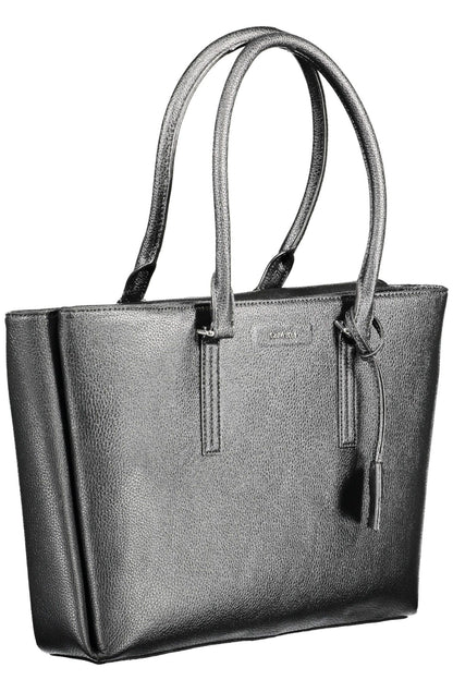 Black Polyethylene Women Handbag