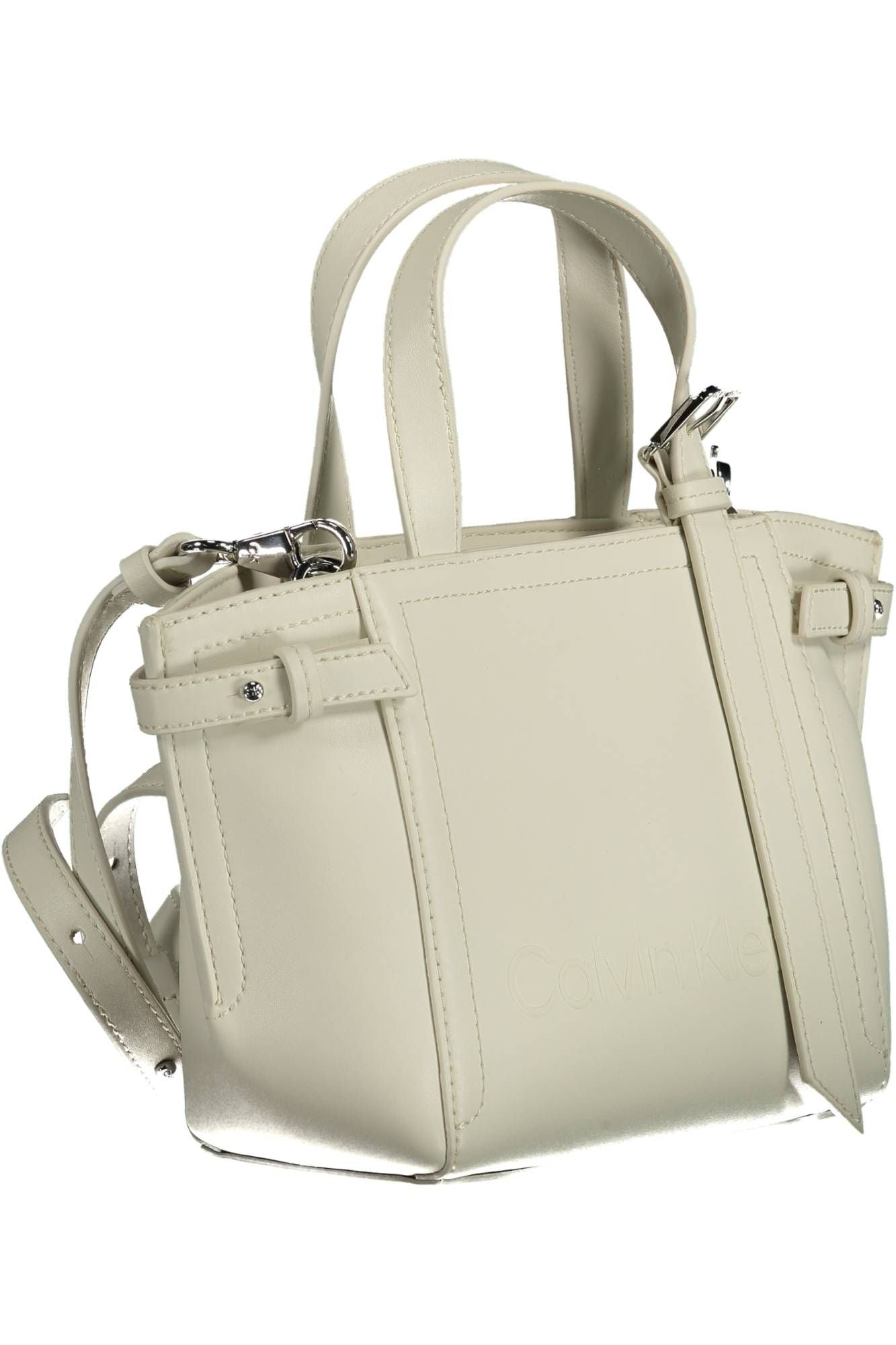 White Polyester Women Handbag