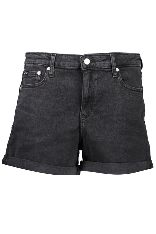 Black Cotton Women Shorts