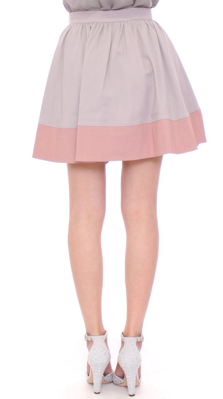 Sleek Pleated Mini Skirt in Pink and Gray