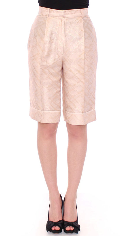 Exclusive Beige Brocade Above Knee Shorts