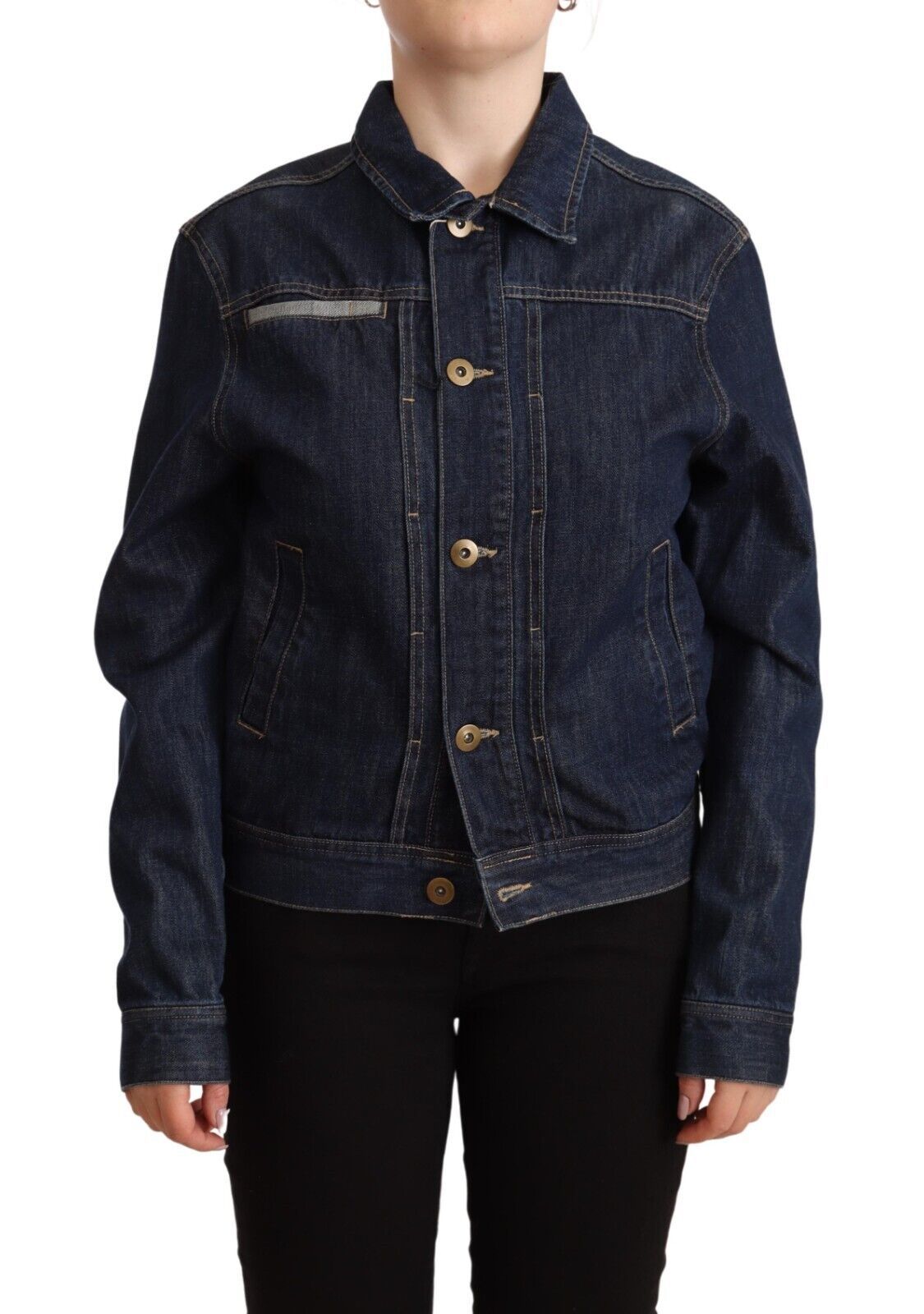 Elegant Dark Blue Denim Jacket