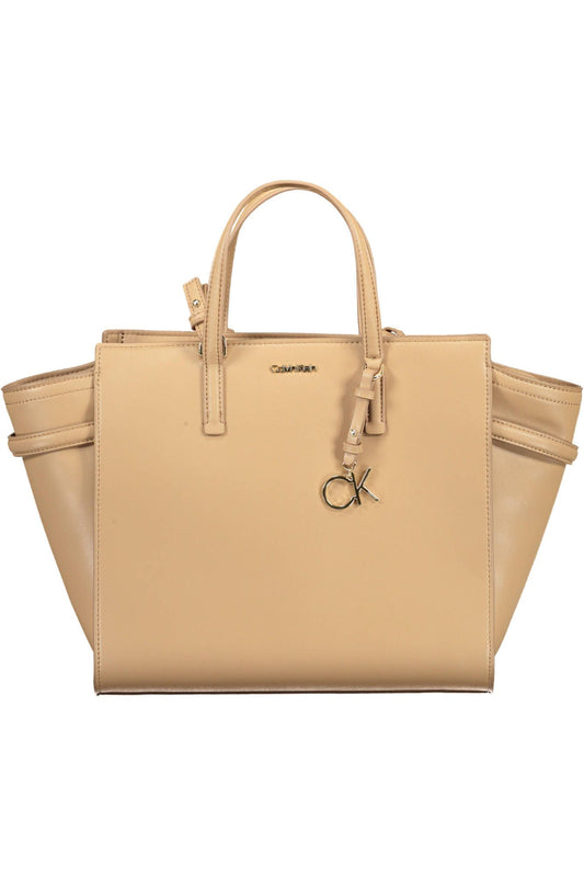 Beige Polyester Women Handbag