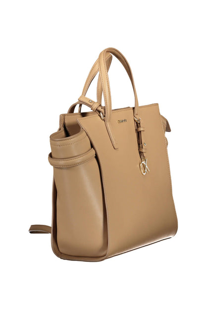 Beige Polyester Women Handbag