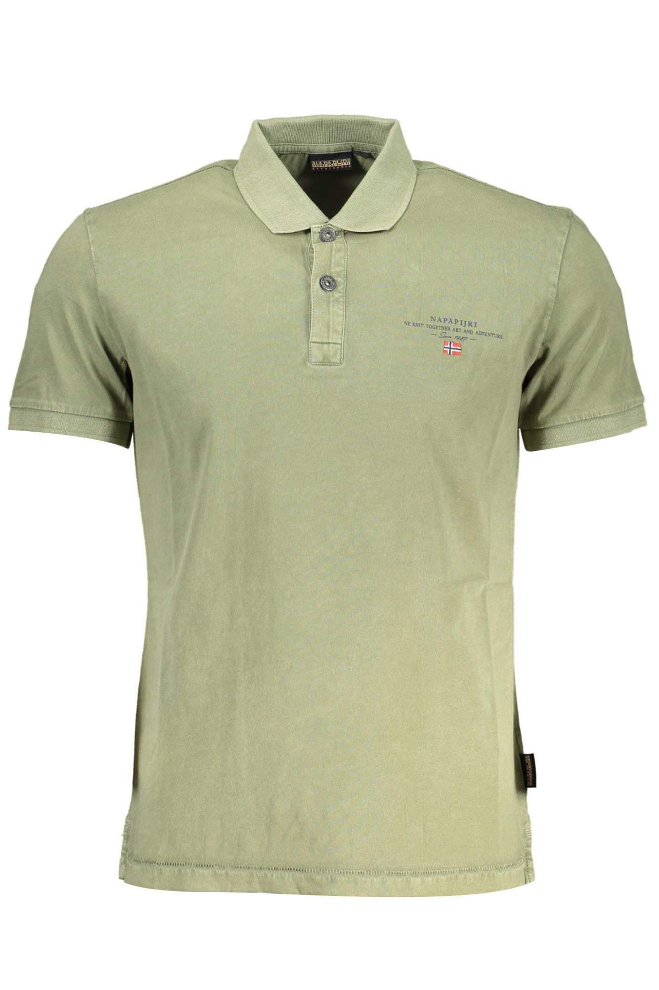 Green Cotton Men Polo Shirt