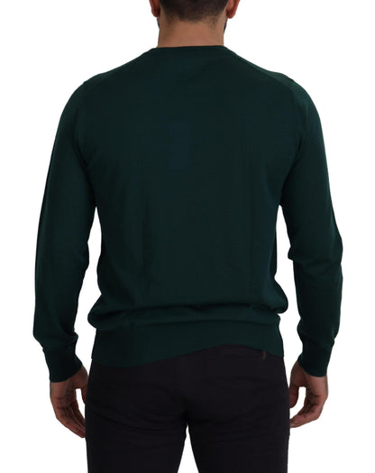 Elegant Green Crewneck Cashmere Sweater