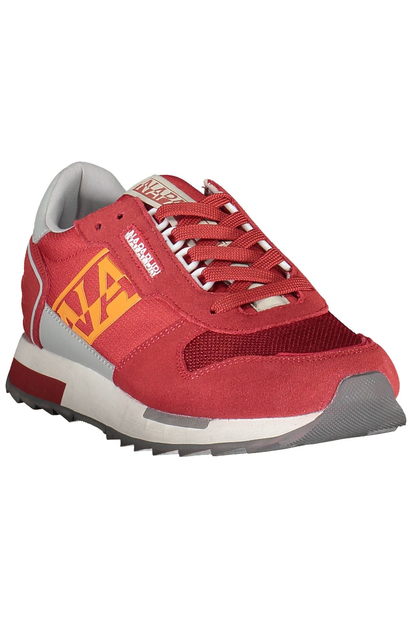 Red Polyester Men Sneaker