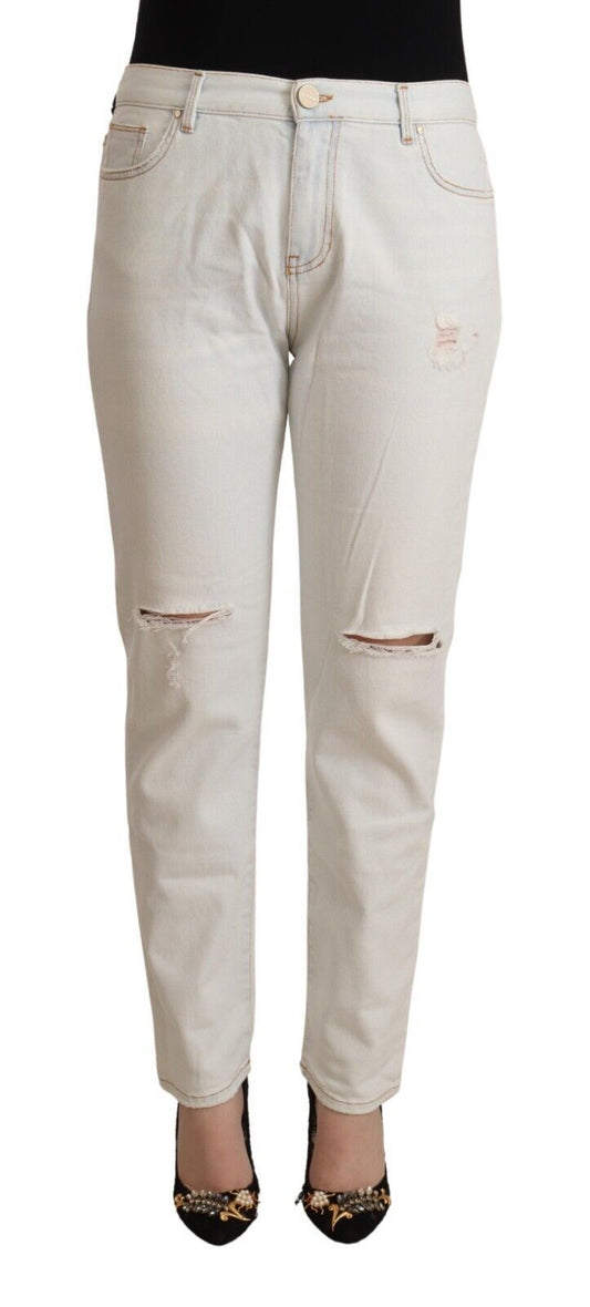 White Mid Waist Skinny Denim Jeans