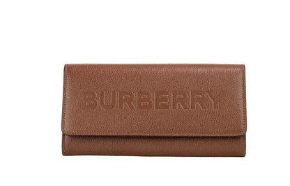 Porter Tan Grained Leather Embossed Continental Clutch Flap Wallet Brown