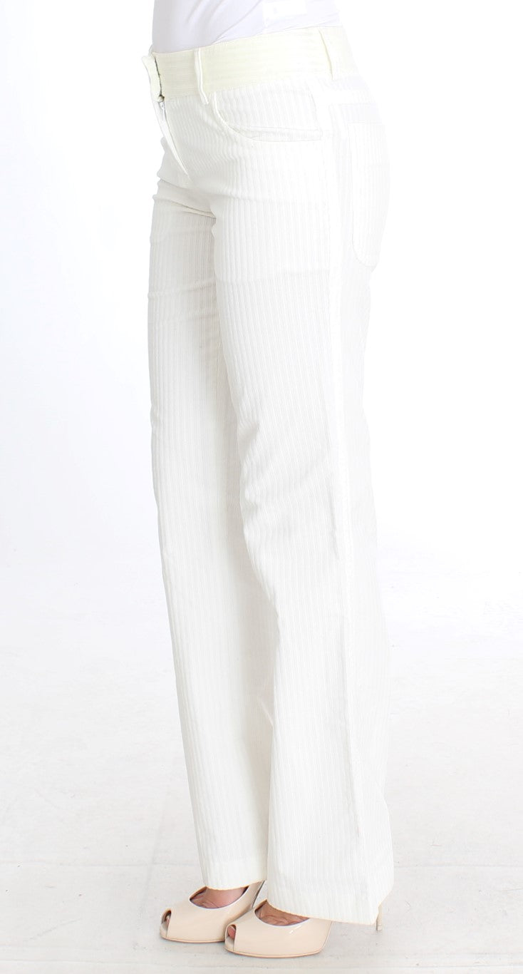 Chic White Striped Straight Fit Pants