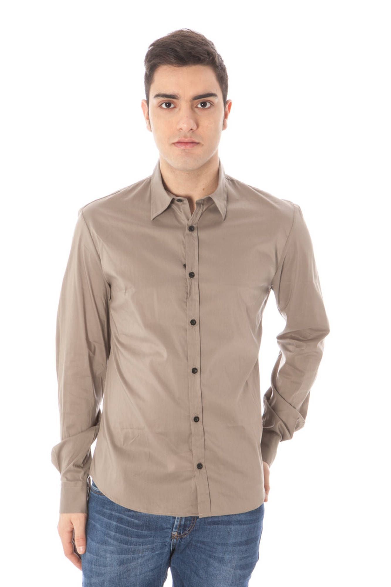 Green Cotton Men Shirt